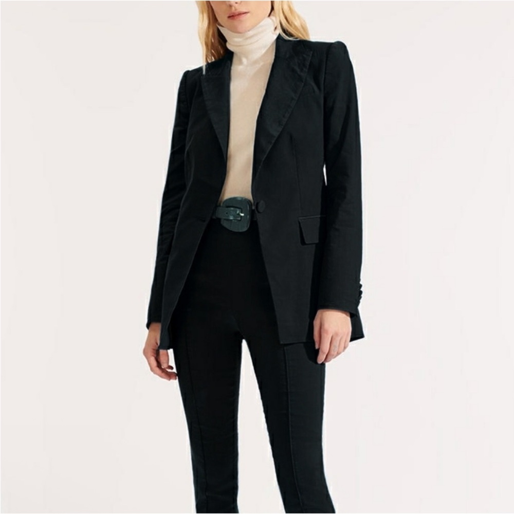 Veronica Beard Long and Lean Dickey Jacket in Black Linen Blend - Picture 2 of 13